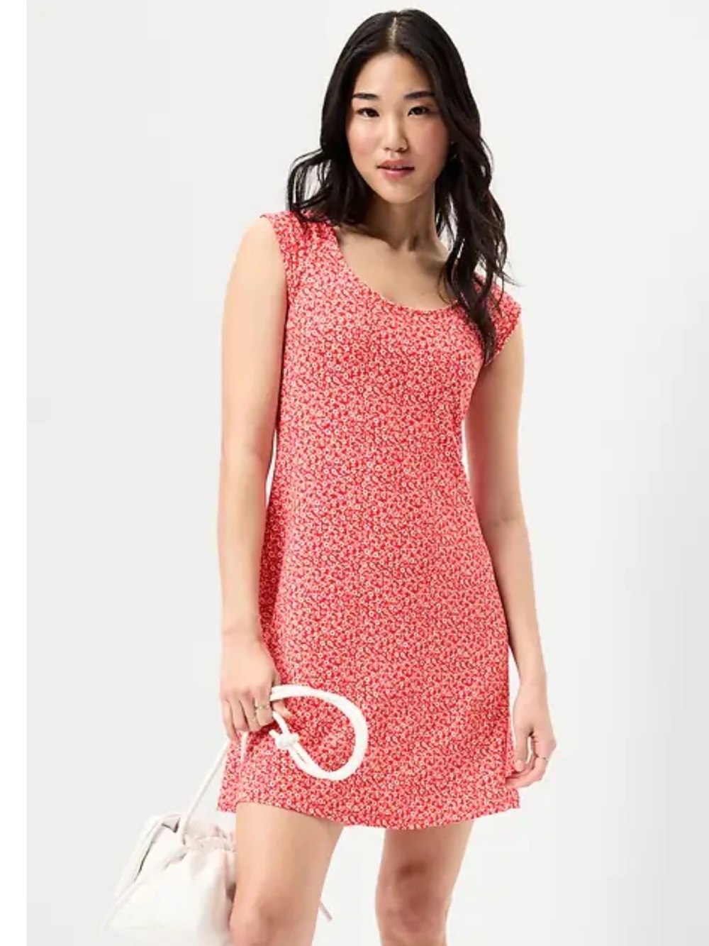NWOT Old Navy Red and White Floral Sleeveless Scoop-Neck Dress